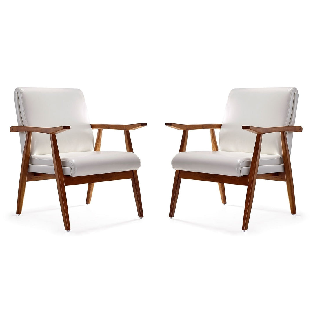 ArchDuke White and Amber Faux Leather Accent Chair (Set of 2) Image 1
