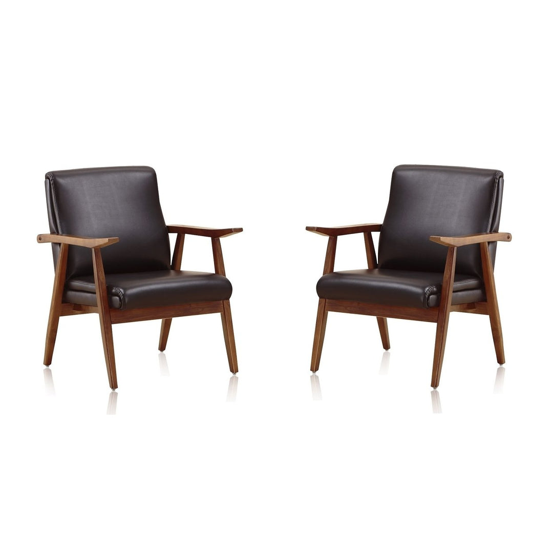 ArchDuke Faux Leather Accent Chair Set of 2 White Amber Modern Design Image 4