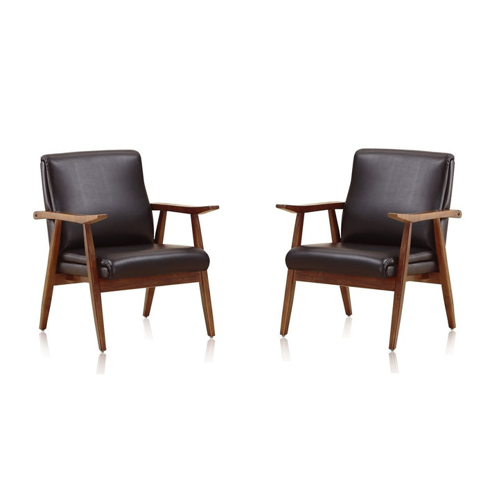 ArchDuke Faux Leather Accent Chair Set of 2 White Amber Modern Design Image 4