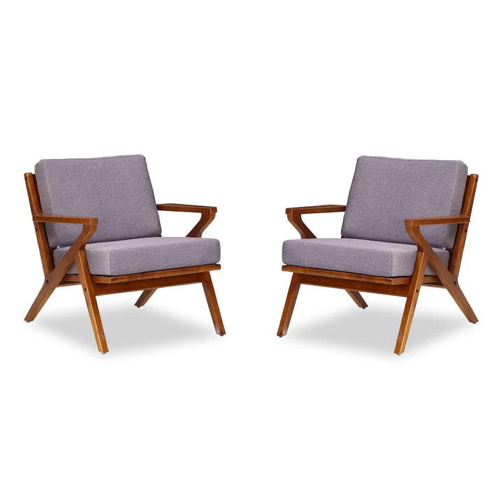 Martelle Accent Chair Set of 2 Cream and Amber Twill Weave Solid Ashwood Frame Image 4