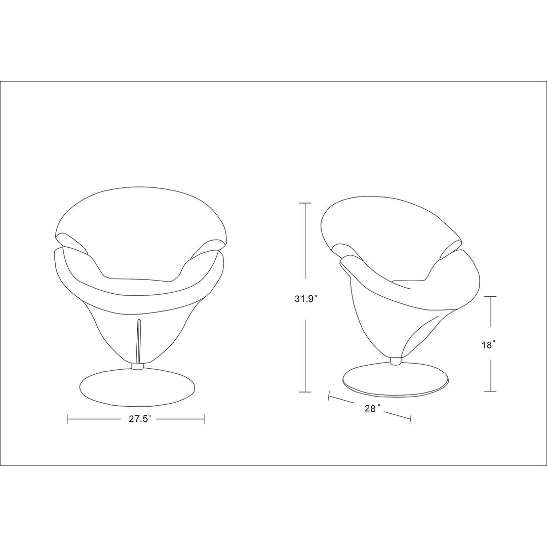 Tulip Orange and Polished Chrome Velvet Swivel Accent Chair (Set of 2) Image 3