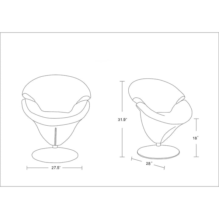 Tulip Orange and Polished Chrome Velvet Swivel Accent Chair (Set of 2) Image 3
