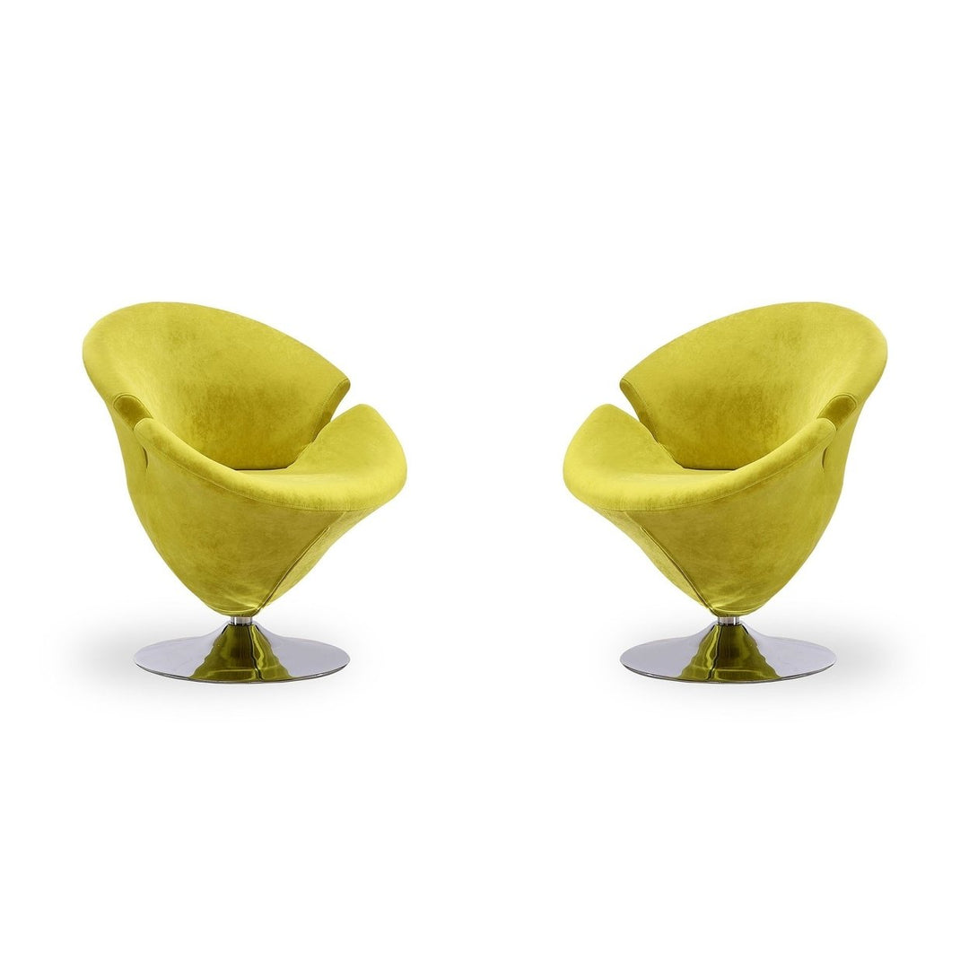 Tulip Orange and Polished Chrome Velvet Swivel Accent Chair (Set of 2) Image 4