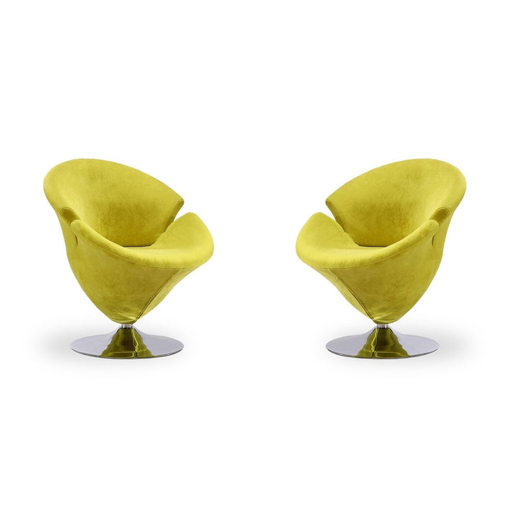 Tulip Orange and Polished Chrome Velvet Swivel Accent Chair (Set of 2) Image 1