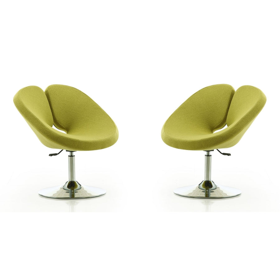Perch Green and Polished Chrome Wool Blend Adjustable Chair (Set of 2) Image 1