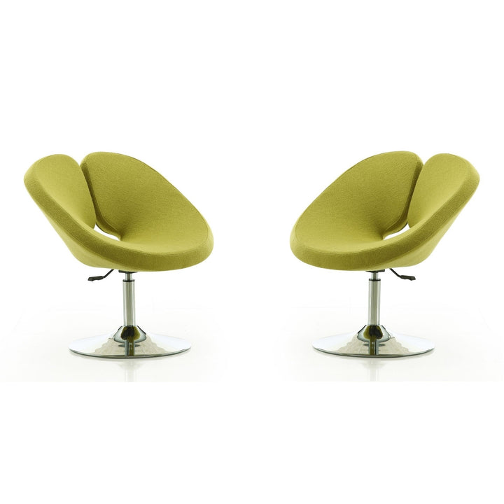 Perch Green and Polished Chrome Wool Blend Adjustable Chair (Set of 2) Image 1