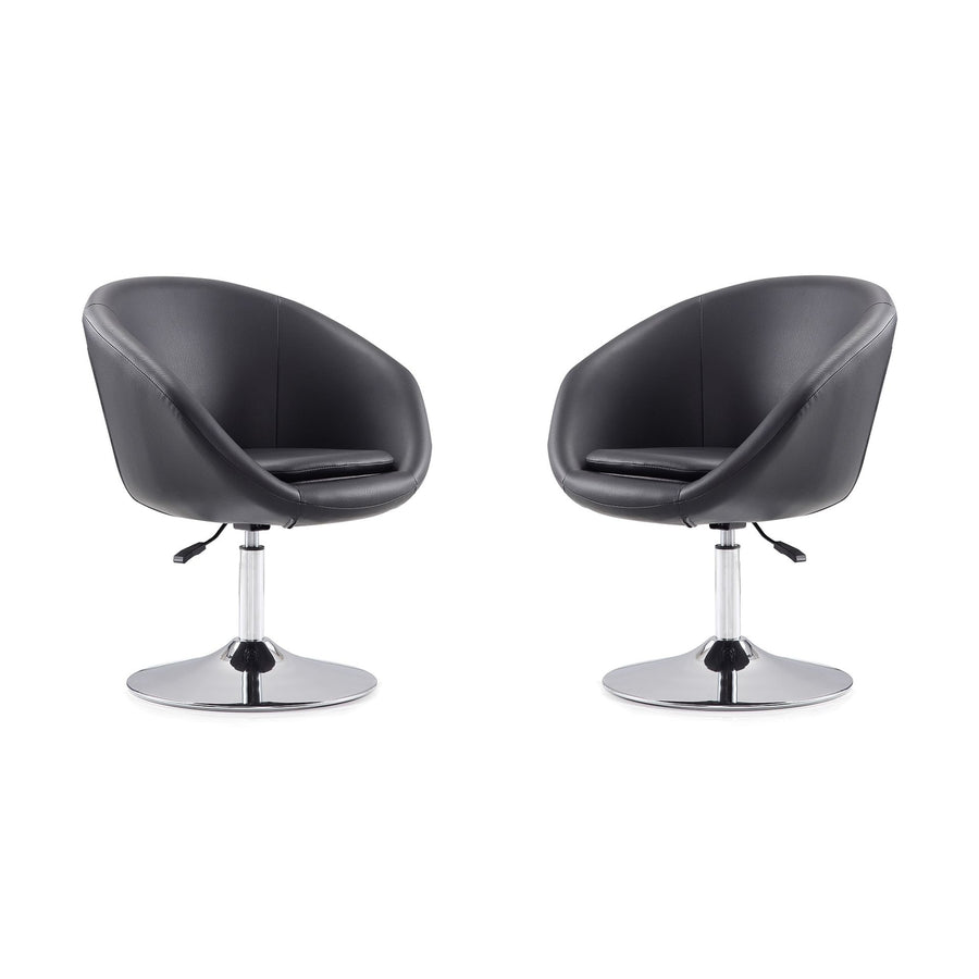 Hopper Black and Polished Chrome Faux Leather Adjustable Height Chair (Set of 2) Image 1