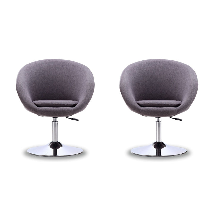 Hopper Adjustable Height Chair Set of 2 Black Faux Leather Chrome Base swivel Image 5