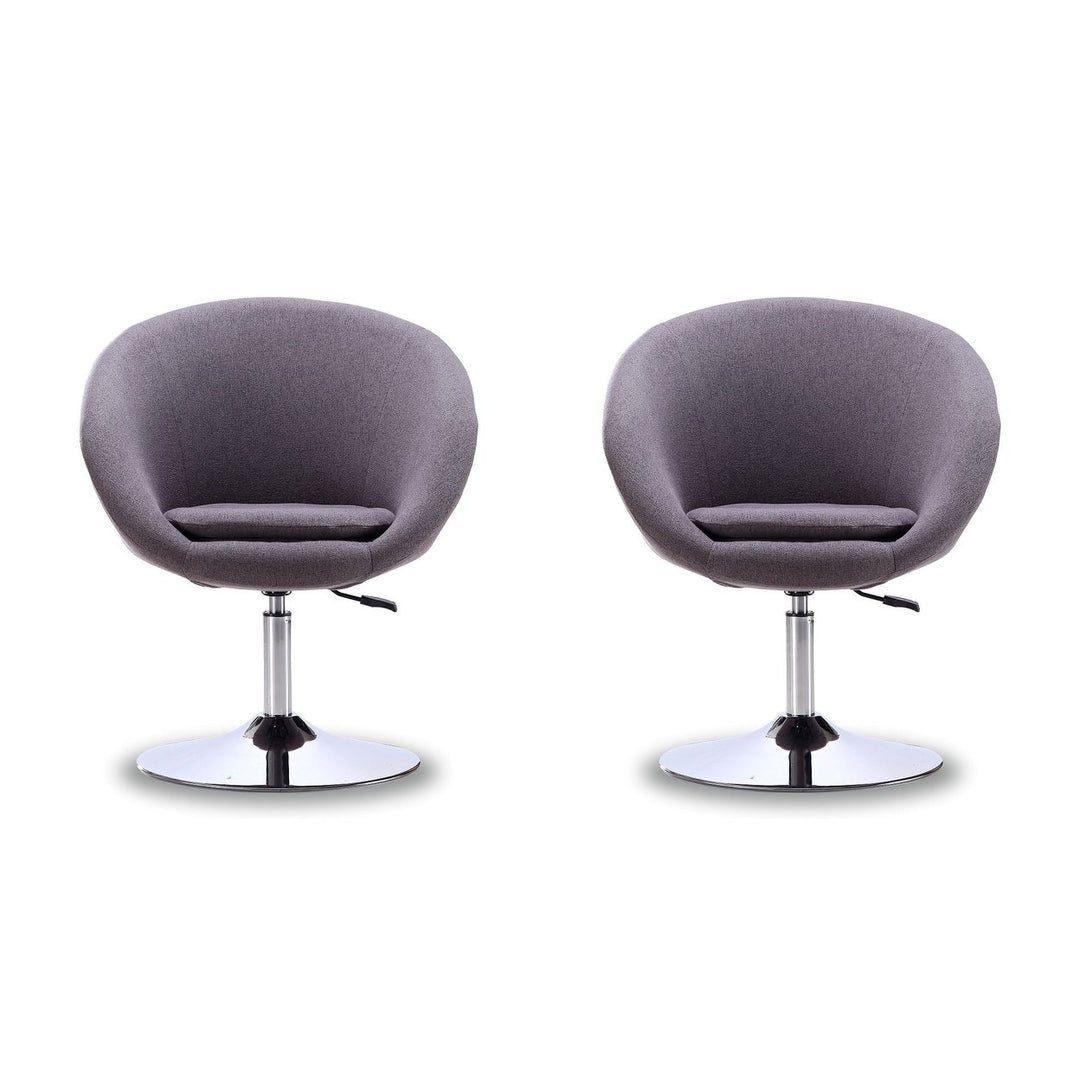 Hopper Adjustable Height Chair Set of 2 Black Faux Leather Chrome Base swivel Image 1