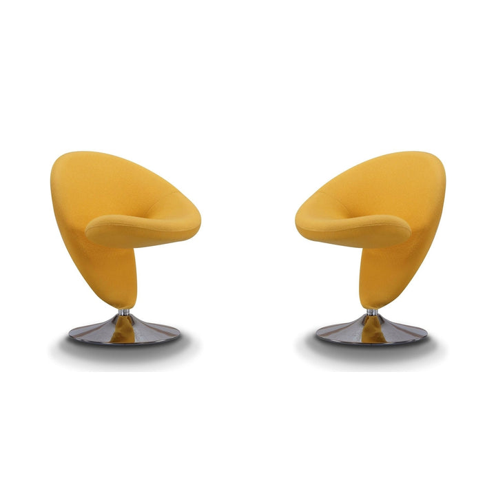 Curl Yellow and Polished Chrome Wool Blend Swivel Accent Chair (Set of 2) Image 1