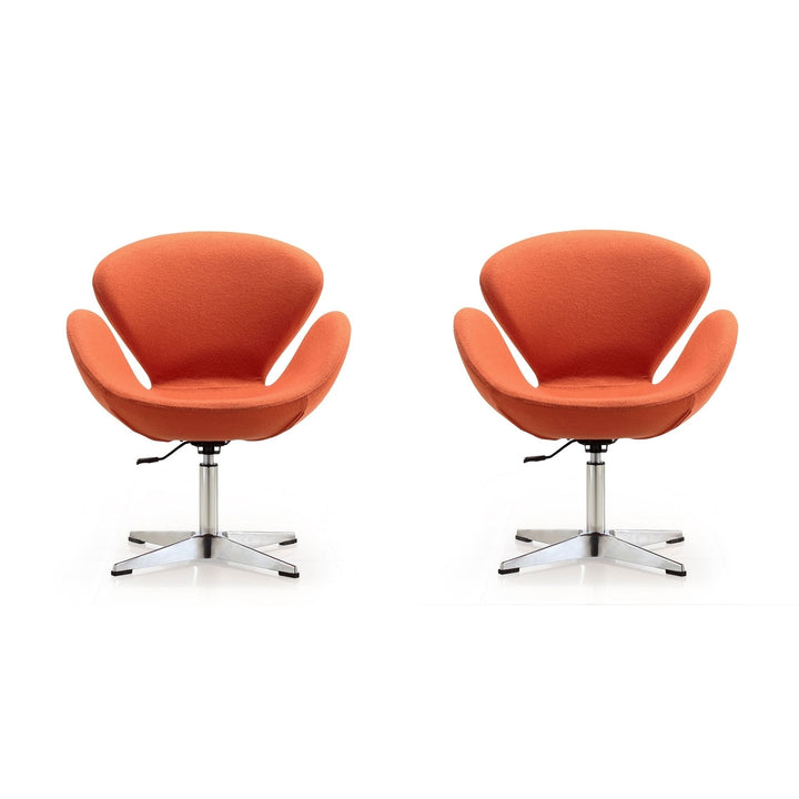 Raspberry Orange and Polished Chrome Wool Blend Adjustable Swivel Chair (Set of 2) Image 1