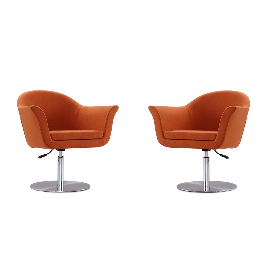 Voyager Orange and Brushed Metal Woven Swivel Adjustable Accent Chair (Set of 2) Image 1