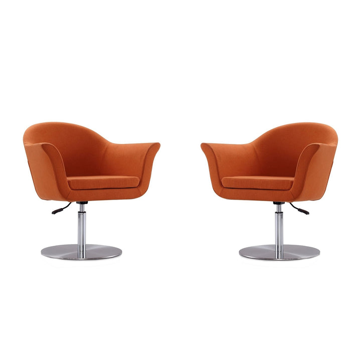 Voyager Orange and Brushed Metal Woven Swivel Adjustable Accent Chair (Set of 2) Image 1
