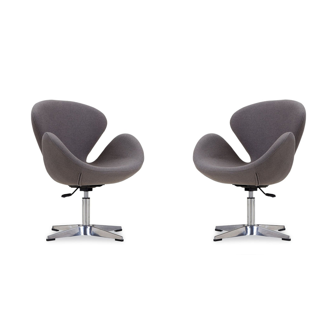 Raspberry Orange and Polished Chrome Wool Blend Adjustable Swivel Chair (Set of 2) Image 6