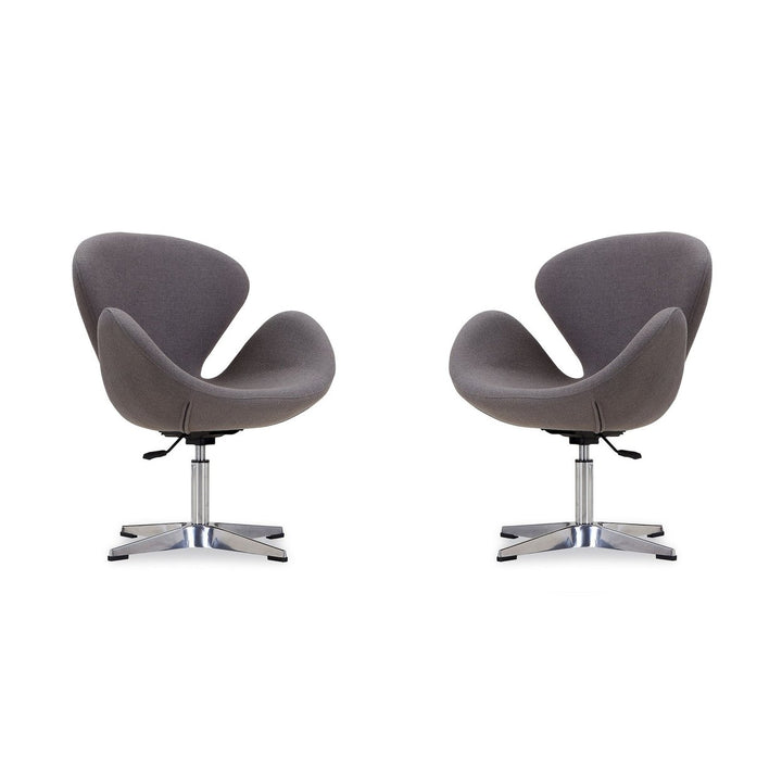 Raspberry Orange and Polished Chrome Wool Blend Adjustable Swivel Chair (Set of 2) Image 1