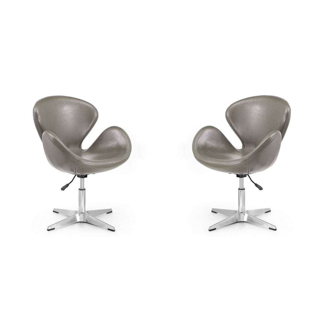 Raspberry Orange and Polished Chrome Wool Blend Adjustable Swivel Chair (Set of 2) Image 7