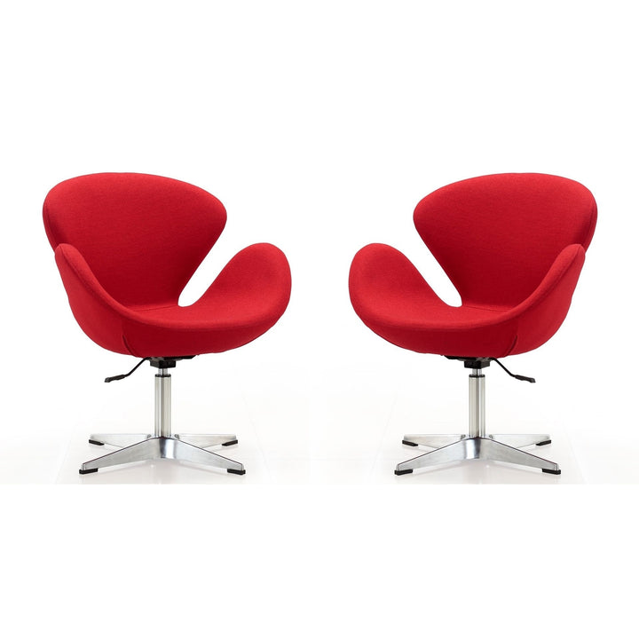 Raspberry Orange and Polished Chrome Wool Blend Adjustable Swivel Chair (Set of 2) Image 8