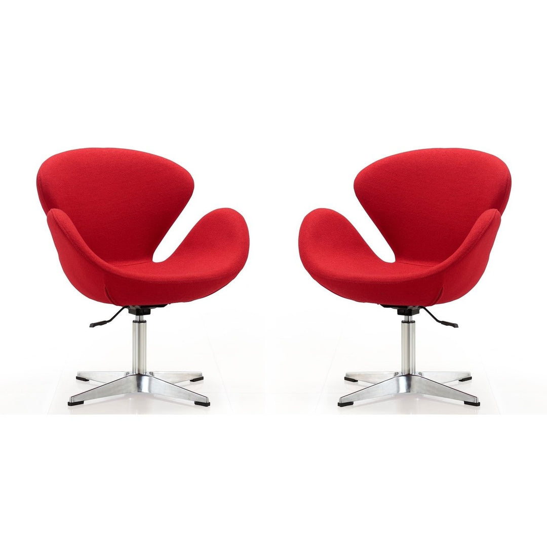 Raspberry Orange Polished Chrome Wool Blend Adjustable Swivel Chair Set of 2 Image 1