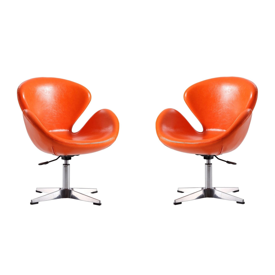 Raspberry Orange and Polished Chrome Wool Blend Adjustable Swivel Chair (Set of 2) Image 9