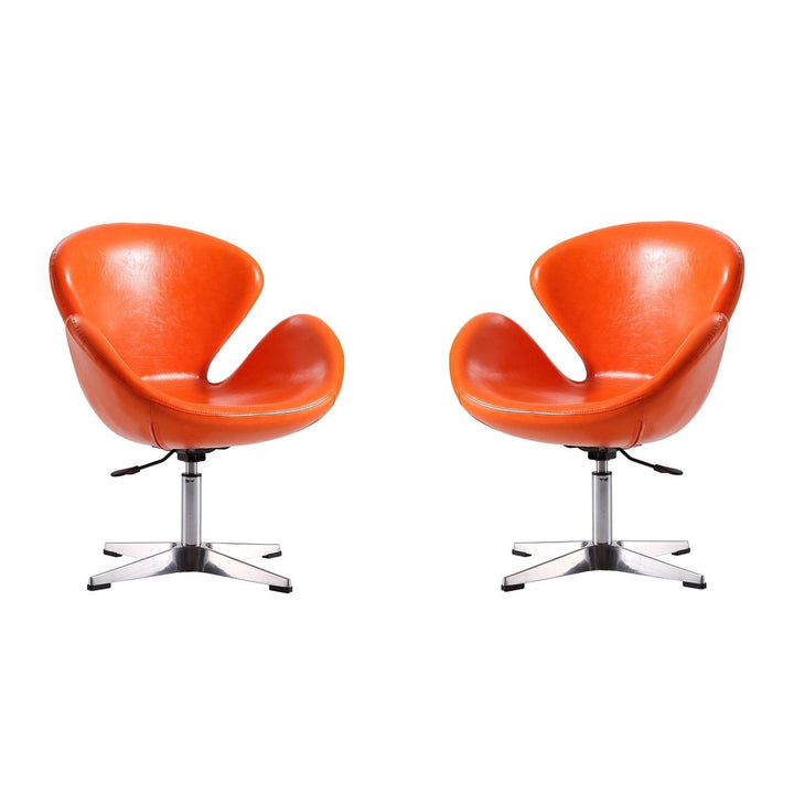 Raspberry Orange and Polished Chrome Wool Blend Adjustable Swivel Chair (Set of 2) Image 9