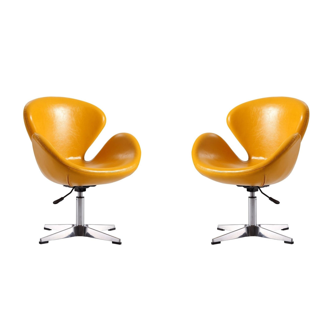 Raspberry Orange and Polished Chrome Wool Blend Adjustable Swivel Chair (Set of 2) Image 11