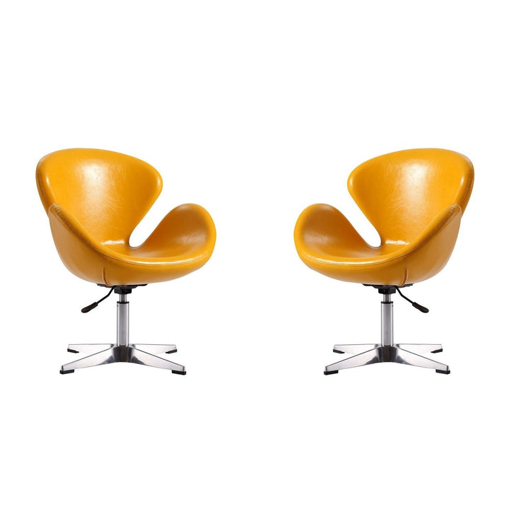 Raspberry Orange and Polished Chrome Wool Blend Adjustable Swivel Chair (Set of 2) Image 11