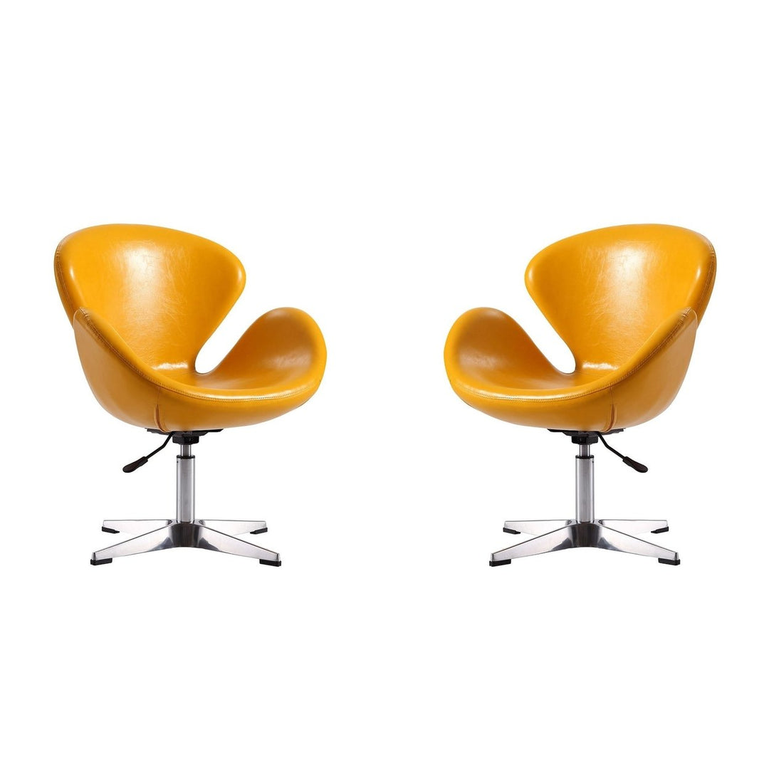 Raspberry Orange Polished Chrome Wool Blend Adjustable Swivel Chair Set of 2 Image 1