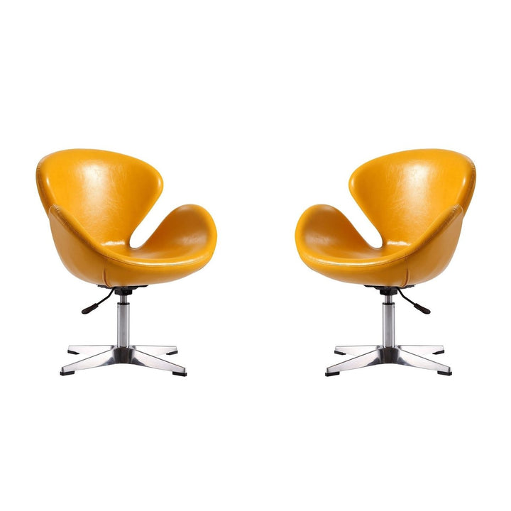 Raspberry Orange and Polished Chrome Wool Blend Adjustable Swivel Chair (Set of 2) Image 1