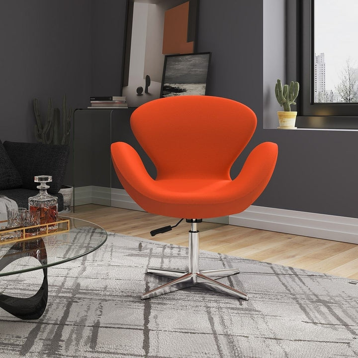 Raspberry Orange and Polished Chrome Wool Blend Adjustable Swivel Chair (Set of 2) Image 12