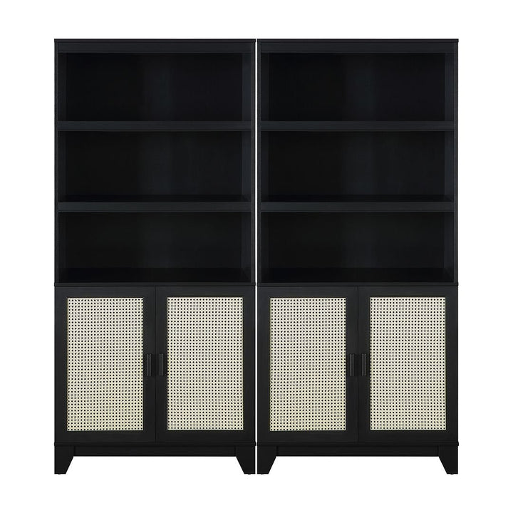 Sheridan Modern Cane Bookcase with Adjustable Shelves - Set of 2 Image 4