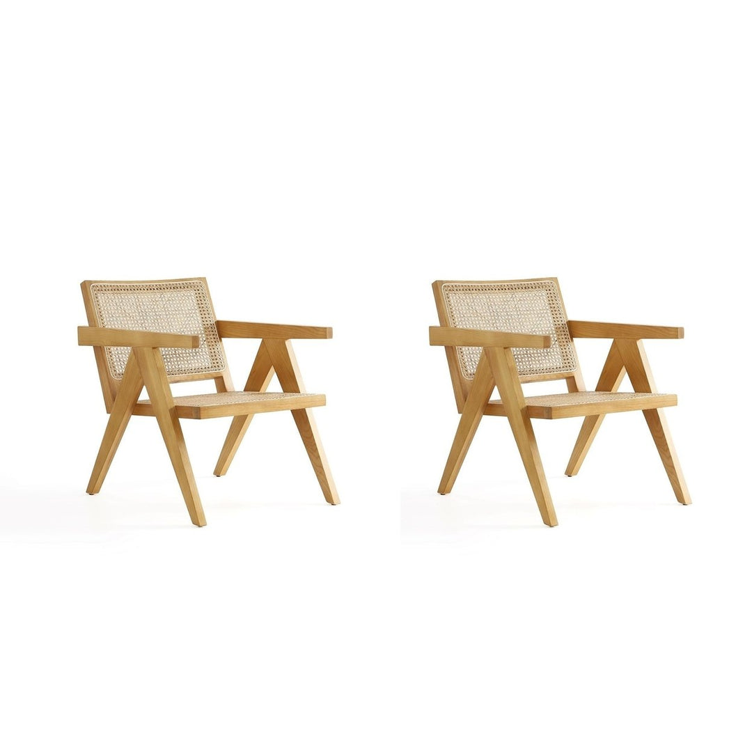 Hamlet Accent Armchair Set of 2 Natural Cane American Ash Wood Modern Design Image 1