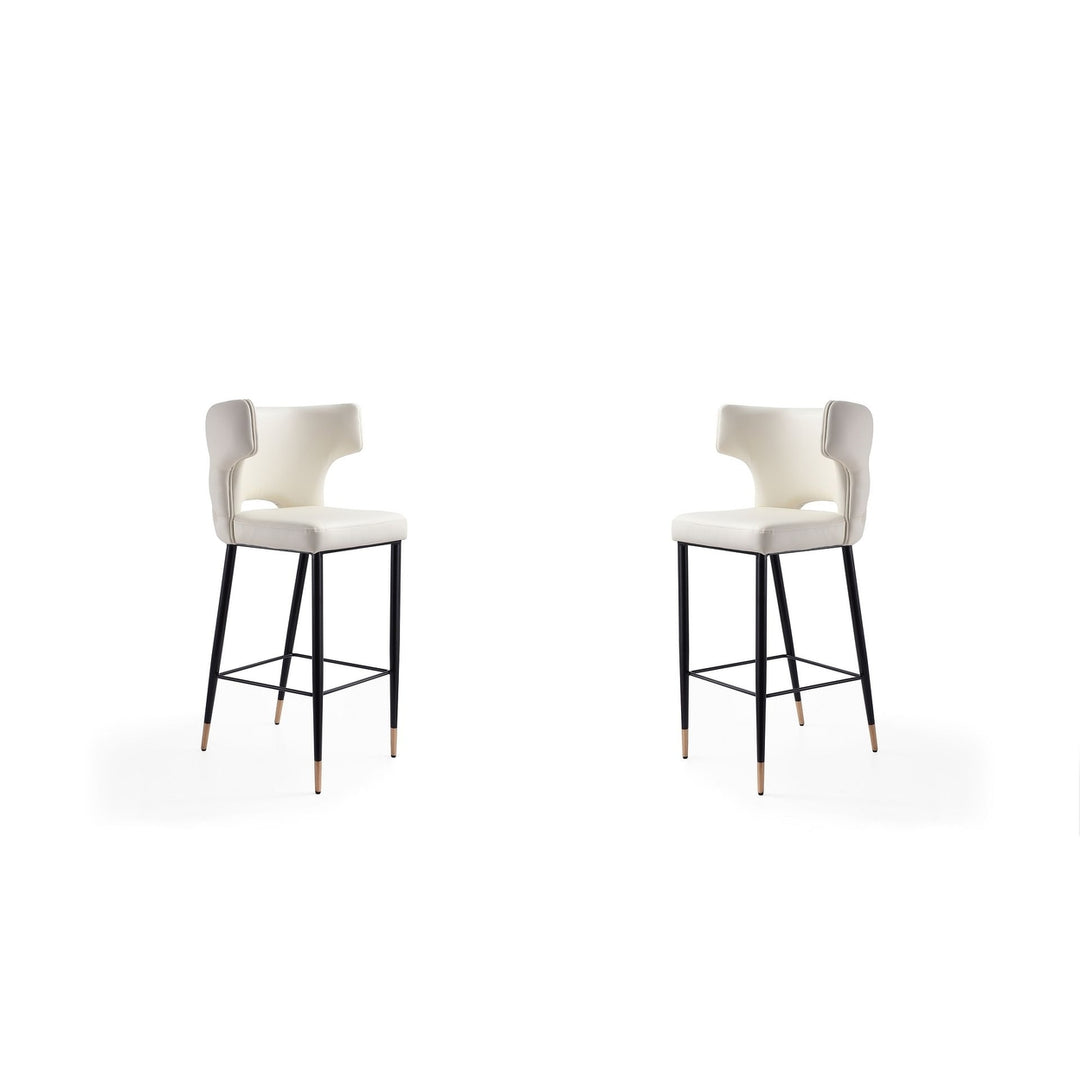 Holguin 41.34 in. Cream, Black and Gold Wooden Barstool (Set of 2) Image 1
