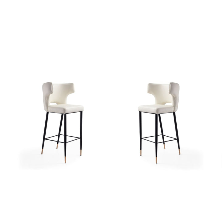 Holguin 41.34 in. Cream, Black and Gold Wooden Barstool (Set of 2) Image 1
