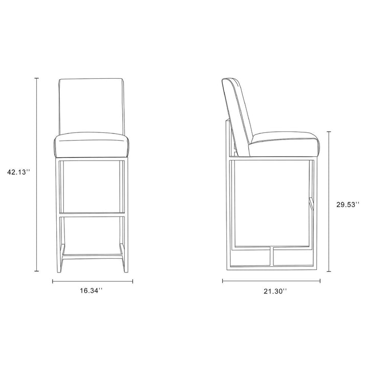 Element Bar Stool Set of 2 Pearl White Polished Chrome Faux Leather 42 in Image 3