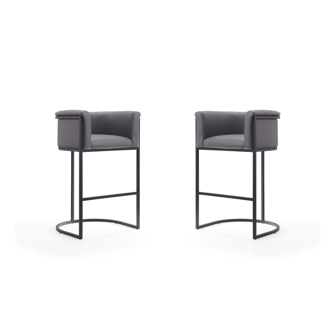 Cosmopolitan Cream Black Metal Barstools Set of 2 37.8 in Midcentury Modern Image 1