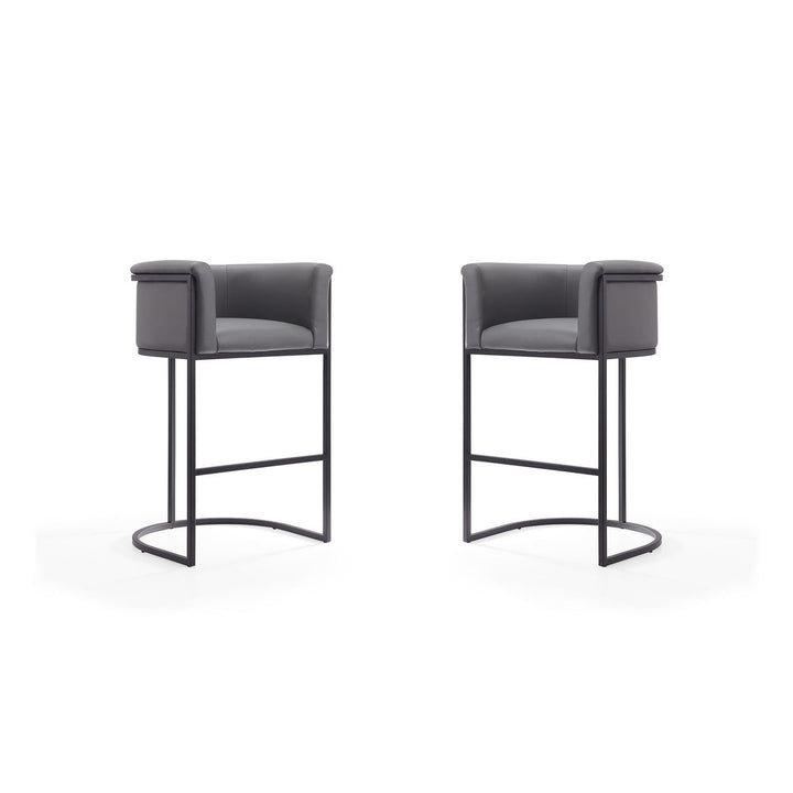 Cosmopolitan Cream Black Metal Barstools Set of 2 37.8 in Midcentury Modern Image 1