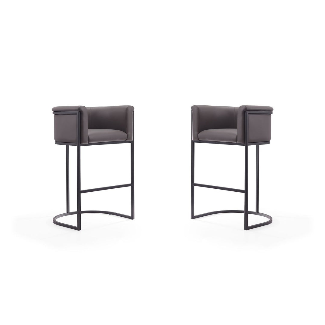 Cosmopolitan Cream Black Metal Barstools Set of 2 37.8 in Midcentury Modern Image 1