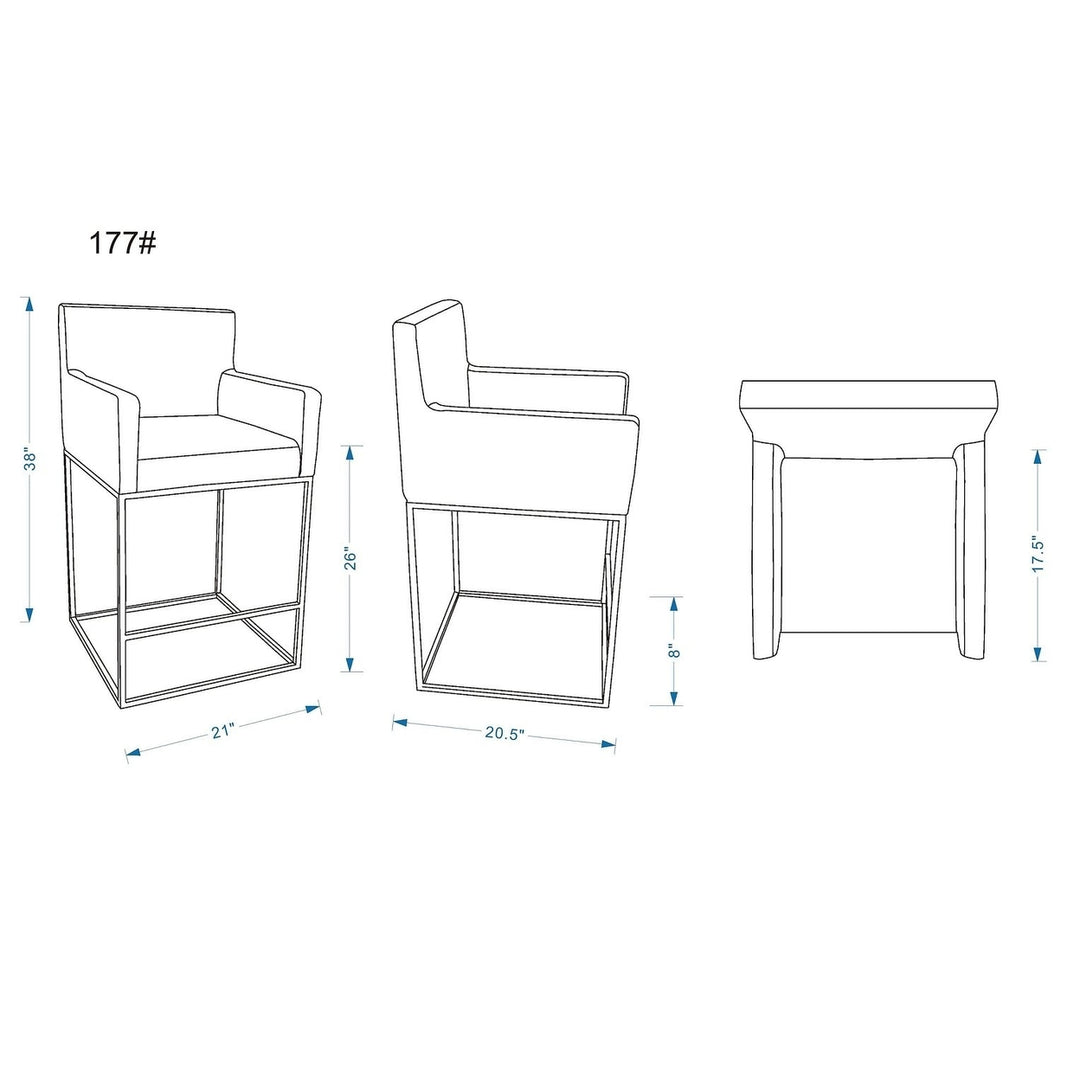 Ambassador 38 in. Cream and Black Metal Counter Height Bar Stool (Set of 2) Image 3