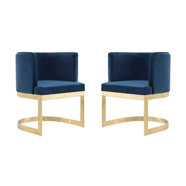 Aura Royal Blue and Polished Brass Velvet Dining Chair (Set of 2) Image 1