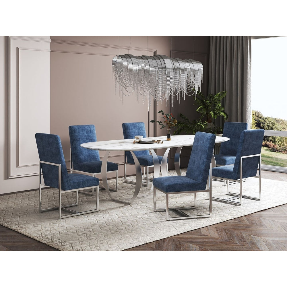 Element Blue Velvet Dining Armchair (Set of 2) Image 2