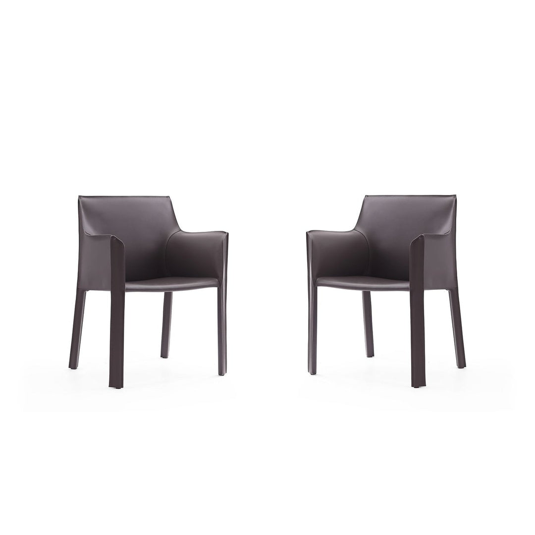 Vogue Faux Leather Arm Chair Set of 2 Modern Dining Chairs Metal Frame Image 1