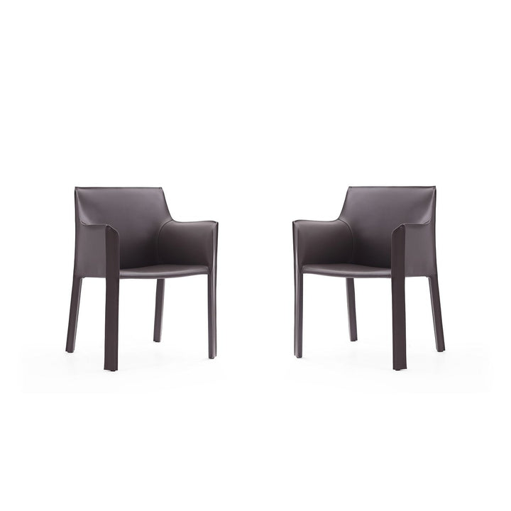 Vogue Faux Leather Arm Chair Set of 2 Modern Dining Chairs Metal Frame Image 1