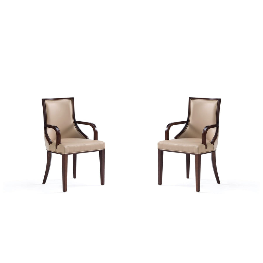 Grand Faux Leather Dining Armchair with Beech Wood Frame (Set of 2) Image 1