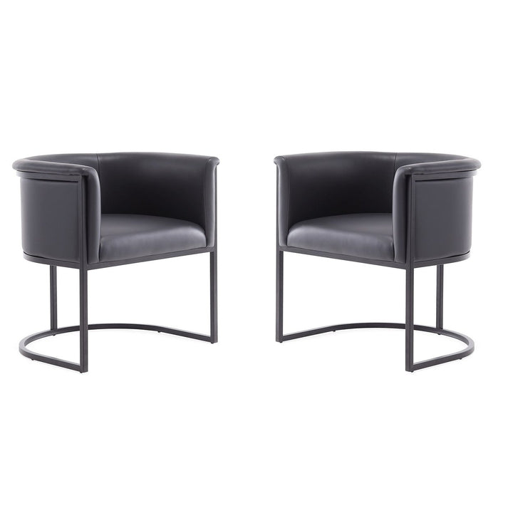 Bali Faux Leather Dining Chairs Set of 2 Art Deco Black Curved Base Comfort Image 1