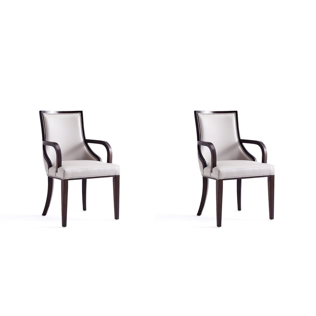 Grand Faux Leather Dining Armchair Set of 2 Beech Wood Frame Comfortable Chic Image 1