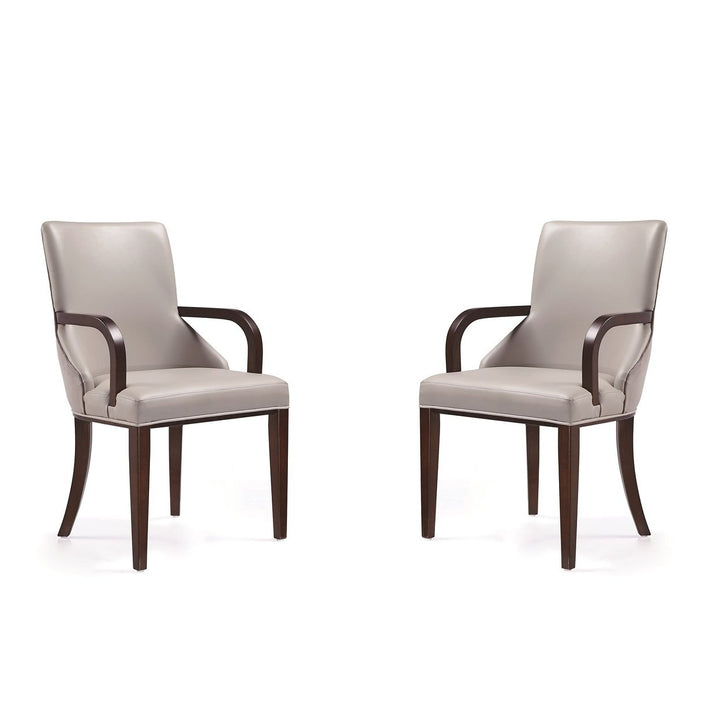 Manhattan Comfort Shubert Modern Velvet Faux Leather Dining Armchair Set of 2 Image 1