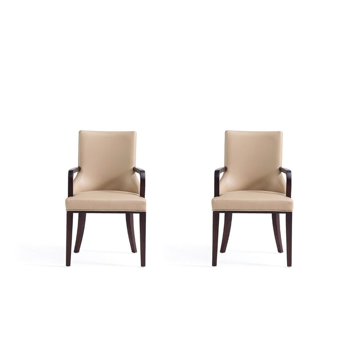 Manhattan Comfort Shubert Modern Velvet Faux Leather Dining Armchair Set of 2 Image 4