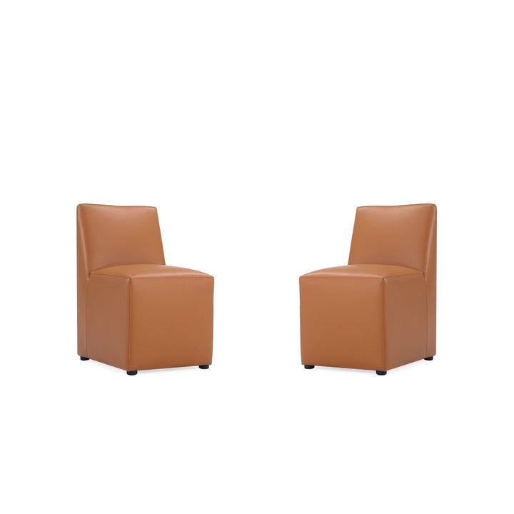 Anna Modern Square Faux Leather Dining Chair (Set of 2) Image 1