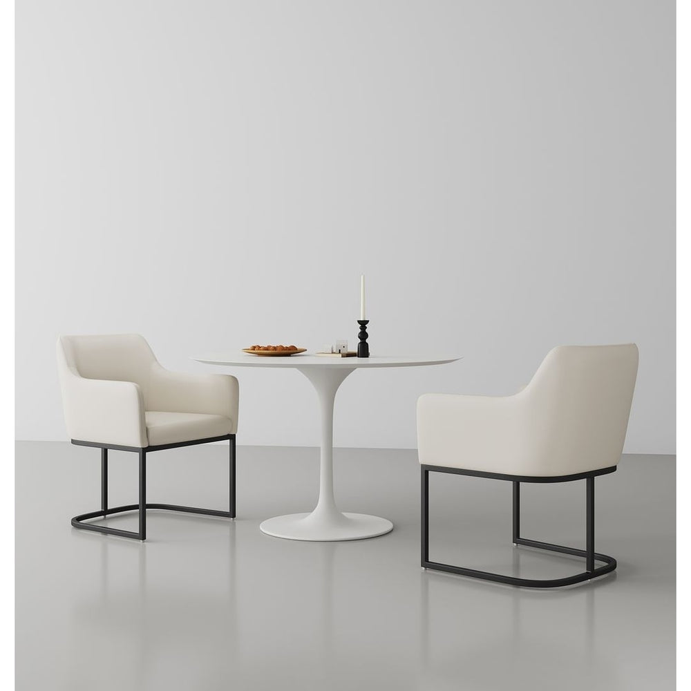 Modern Serena Dining Armchair Upholstered in Leatherette with Steel Legs - Set of 2 Image 2