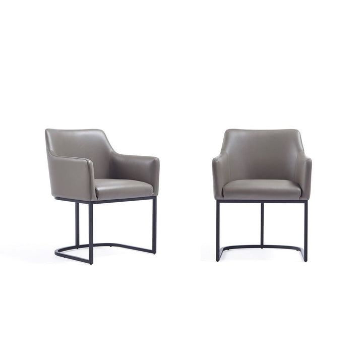 Modern Serena Dining Armchair Upholstered in Leatherette with Steel Legs - Set of 2 Image 1